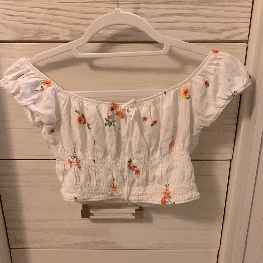 Floral off the shoulder crop top